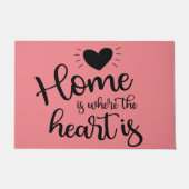 Thuis is waar het hart roze en zwart script is deurmat (Voorkant)
