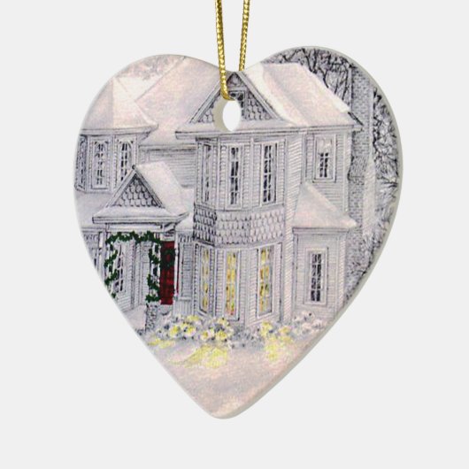 Thuis is waar het hart versierd is keramisch ornament (Links)