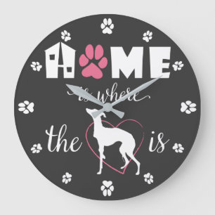 Thuis is waar Iggy dog Funny Quote White is Grote Klok