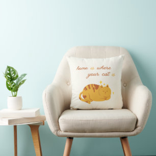 Thuis Is Waar Je Kat Is Schattige Kat Kussen