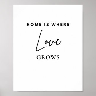 Thuis Is Waar Liefde Groeit | Minimalistische Gezi Poster