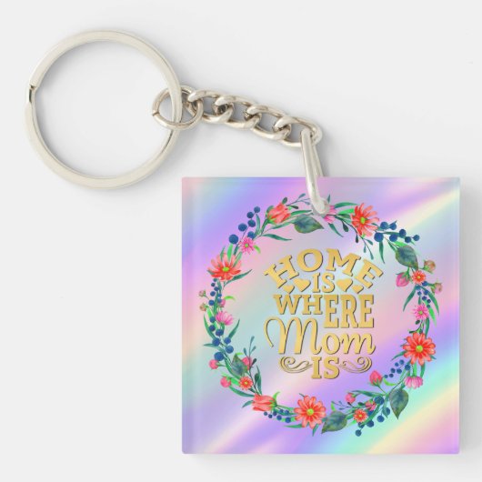 Thuis is waar mam wordt geschenk voor Moederdag Sleutelhanger (voorkant)