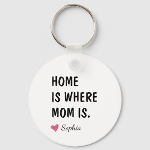 Thuis is waar mama is Gepersonaliseerd Moeder Cade Sleutelhanger