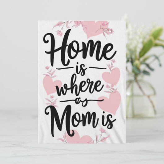 Thuis is waar mama is, moederdag cadeaubon kaart (Staand voorkant)