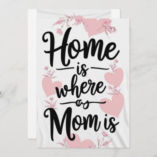 Thuis is waar mama is, moederdag cadeaubon kaart (Voorkant / Achterkant)
