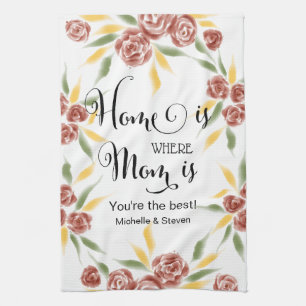 Thuis is waar mama is moederdag geschenk theedoek