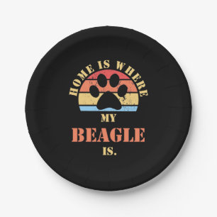 Thuis is waar mijn beagle hond is papieren bordje