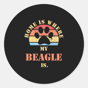 Thuis is waar mijn beagle hond is ronde sticker