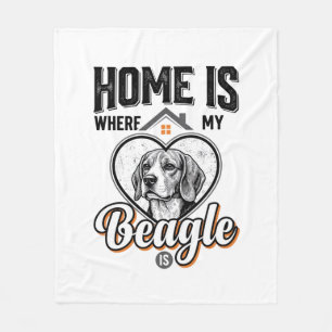 Thuis is waar mijn Beagle is Vintage hondenontwerp Fleece Deken
