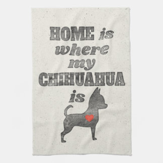 Thuis is waar mijn Chihuahua Woodblock Printing is Theedoek