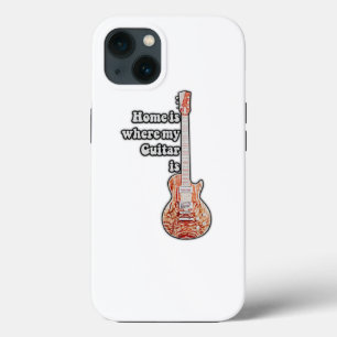Thuis is waar mijn gitaar is.  bruine gitaar iPhone 13 hoesje
