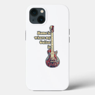 Thuis is waar mijn gitaar is. motivatie woorden iPhone 13 hoesje