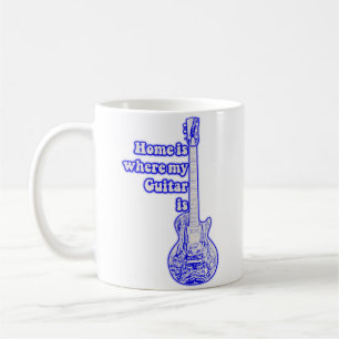 Thuis is waar mijn gitaar is. vintage blauwe gitaa koffiemok