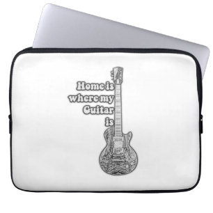 Thuis is waar mijn gitaar is. zwart-wit laptop sleeve