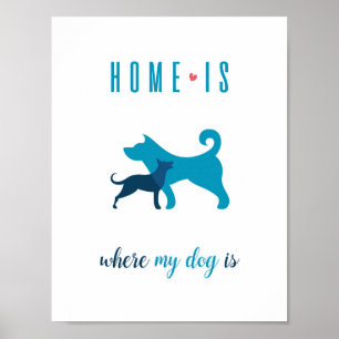 Thuis is waar mijn hond Poster Wall Art is