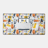 Thuis is waar mijn kat de Monogramnaam Patroon is Bureaumat (Keyboard & Muis)