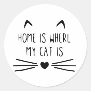 Thuis is waar mijn kat is: kattenbroodjes, kat mam ronde sticker
