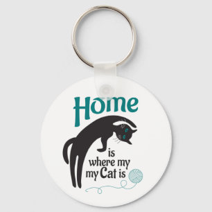 Thuis is waar mijn kat is sleutelhanger