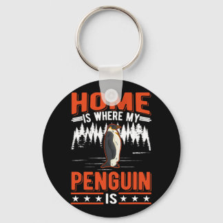 Thuis is waar mijn Penguin Penguin 28 is Sleutelhanger