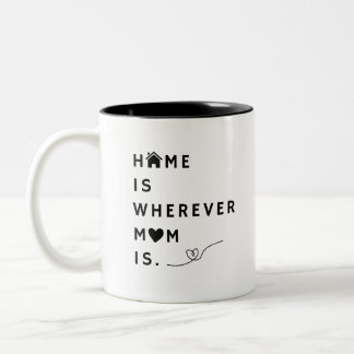 Thuis Is Waar Moeder Is – Cadeau Voor Moeder Tweekleurige Koffiemok