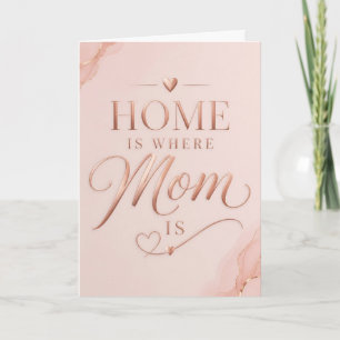 Thuis Is Waar Moeder Is Elegante Roze Gouden Typog Kaart