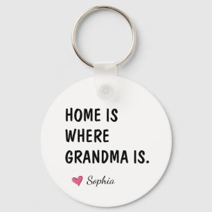 Thuis is waar oma is Gepersonaliseerd moeder cadea Sleutelhanger