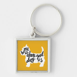 Thuis is waar uw hond is sleutelhanger