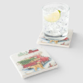 Thuis komen met een kerstboom Needlepoint Stenen Onderzetter (Zijkant)