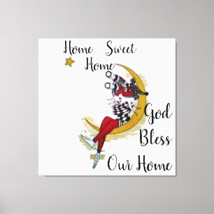 Thuis, lief thuis, God zegene ons huis. Canvas Afdruk