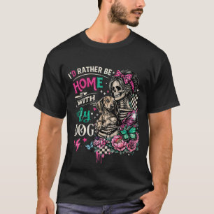 Thuis Met Mijn Hond Gotische Skelet Dachshund T-shirt