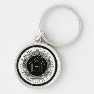 Thuis met zwart, goud en zilver - Aangepast voor r Sleutelhanger