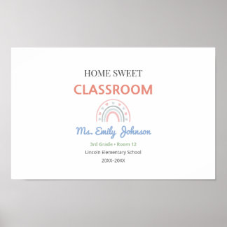 Thuis Mooie Klas Bord met Docent Naam Poster