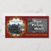 Thuis op trein voor kerstfotokaart feestdagenkaart (Voorkant)