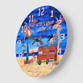 thuis parkeren we de muur grote klok (Hoek)