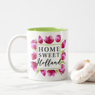 Thuis Sweet Holland: Roze Tulpen Dutch Tulpen Gift Tweekleurige Koffiemok