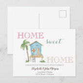 Thuis Sweet Home,Strandhuis Aankondigingskaart (Voorkant / Achterkant)