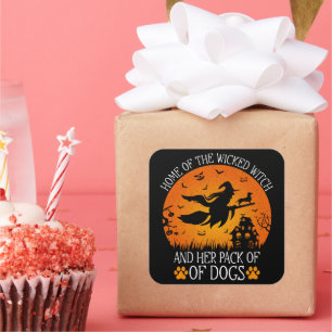 Thuis van de boze heks en haar roedel koele honden vierkante sticker