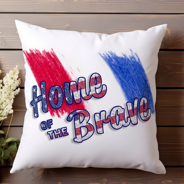 Thuis van de Brave Red White en Blue Patriotic Kussen (Creator heeft geüpload)