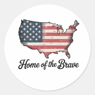 Thuis van de Dappere 4 juli Patriottisch Ronde Sticker