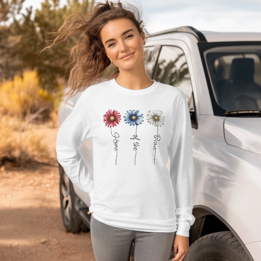 Thuis van de dappere patriottische bloemen t-shirt