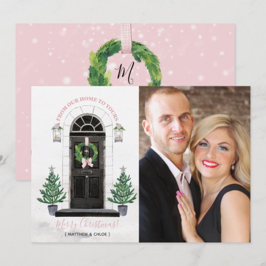 Thuis voor de Feestdagen Kerst Fotokaart Kaart (Voorkant / Achterkant)