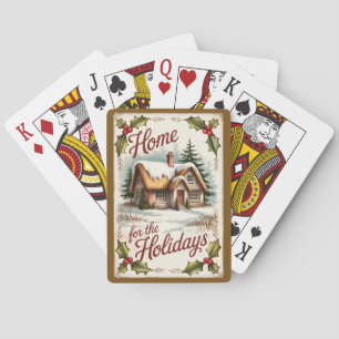 Thuis voor de Feestdagen Winter Huis Pokerkaarten