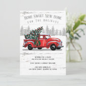 Thuis voor de Holiday  Red Truck Moving Aankondiging (Staand voorkant)