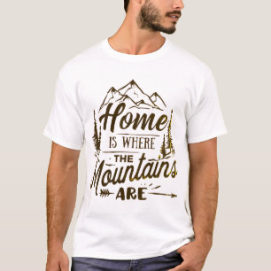 Thuis waar bergen typografie T-shirt zijn