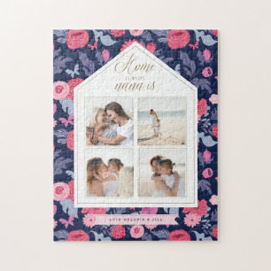 Thuis waar Nana is - Foto-Collage Pink Floral Legpuzzel