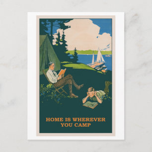 Thuis waar u Camp Vintage Poster Briefkaart