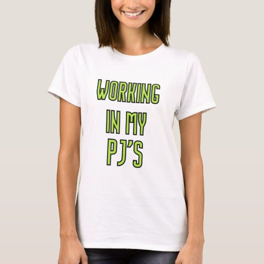 Thuis werken in pyjama's t-shirt (Voorkant)