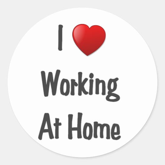 thuis werkend hart ronde sticker (Voorkant)