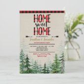 Thuis zoet thuis Winter Houthakkershuis Verwarming Kaart (Staand voorkant)