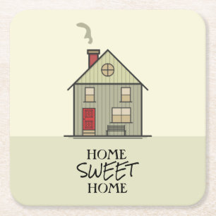 Thuis Zoete Thuis Citaat Mooie Housewarming Huis Vierkante Kartonnen Onderzetter